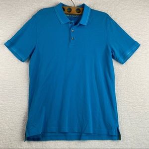 Robert Graham Mens Solid Blue Teal Polo Size Large L